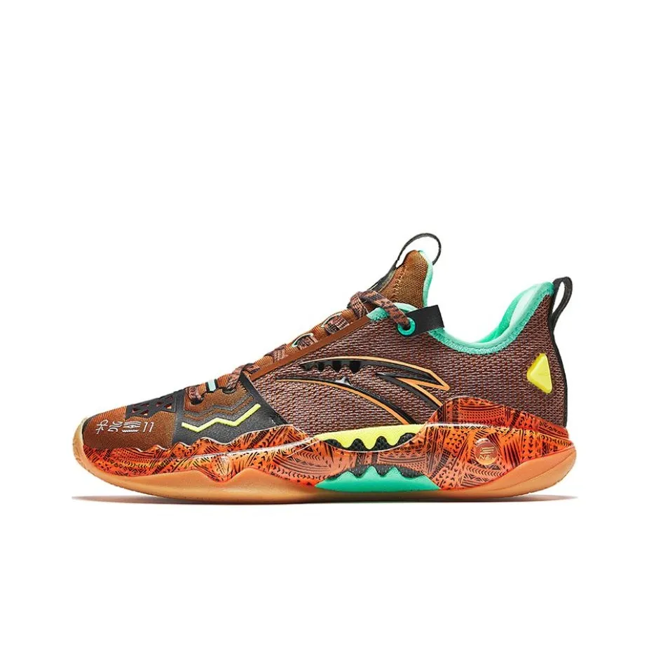 Anta Frenzy 5 Pro FOCUS Abrasion Resistant Low Top Basketball Shoes Men's Orange Green