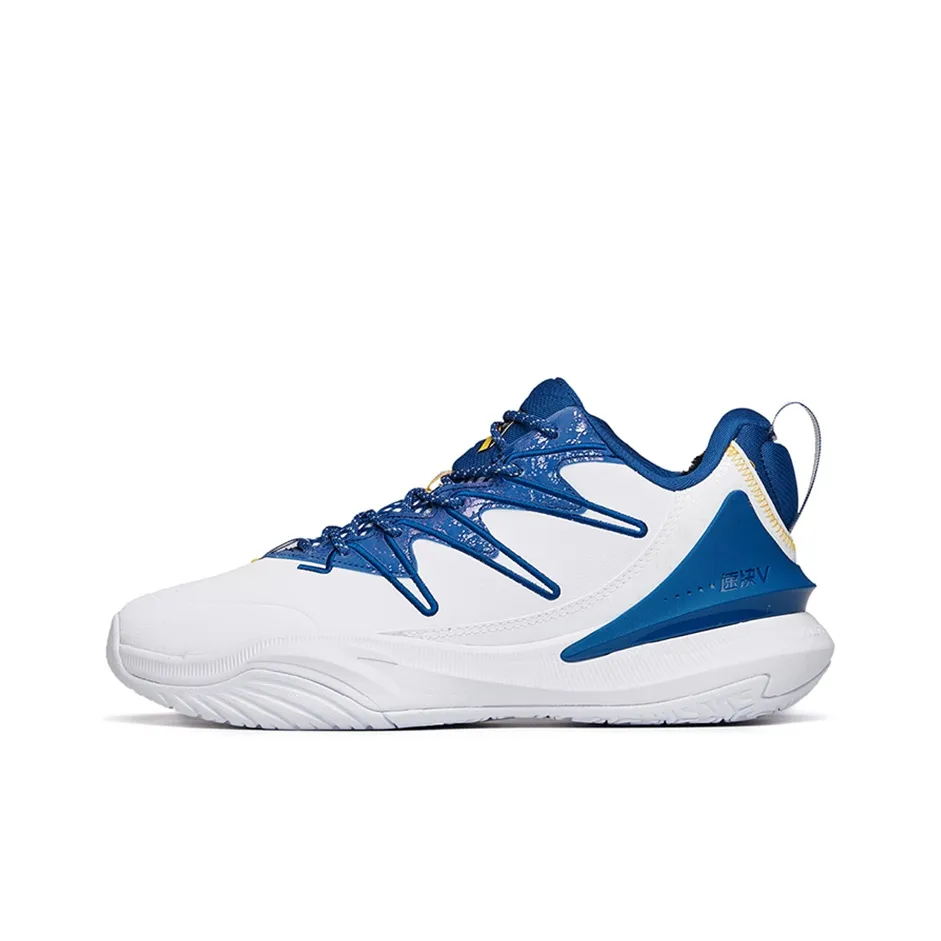 Anta The Dagger 5 Anti Slip Wear Resistant Cushioning Warm Low Top Basketball Shoes Men's White Blue