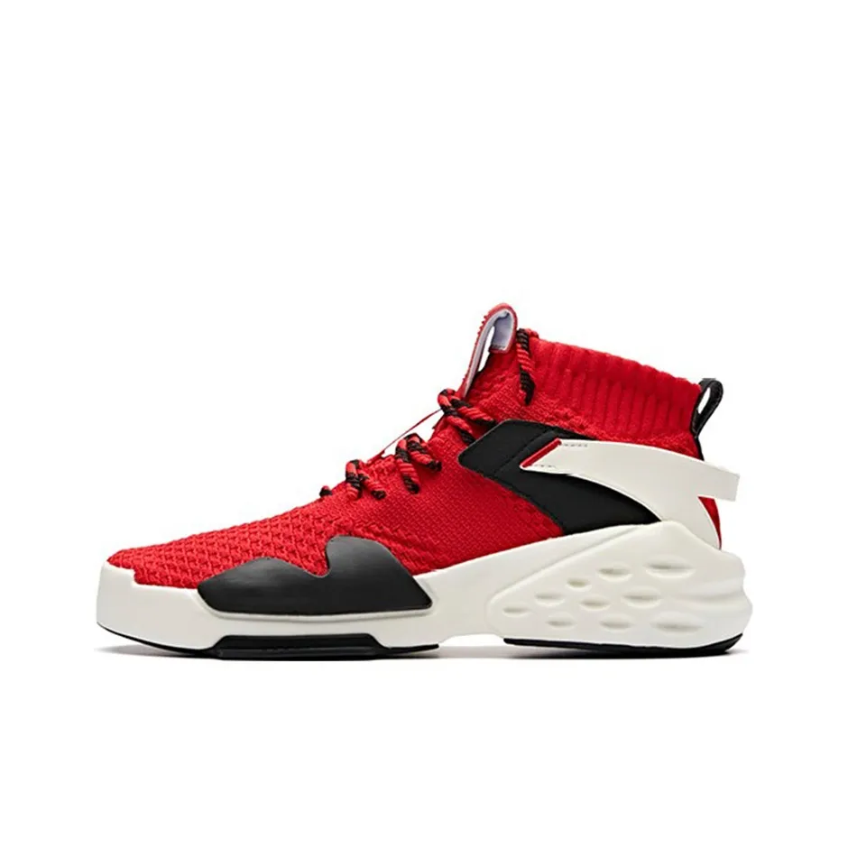 ANTA Bastard Slip Resistant Abrasion Resistant High Топ Скейтборд Кроссовки Мужские Красный Белый