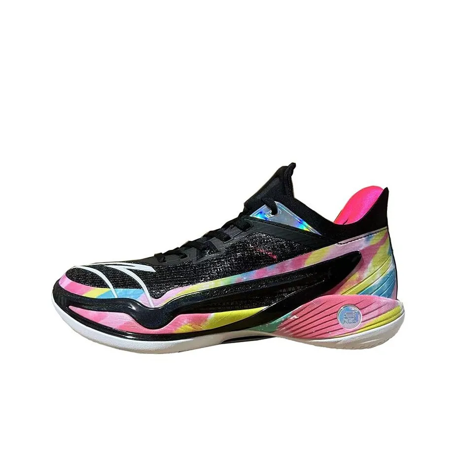 Anta Lighthearted 4 Cushioning Wear-Resistant Low-Top Basketball Shoes Men's Black Pink