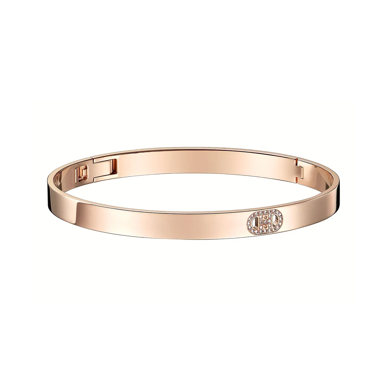 HERMES 18-carat Rose Gold Set With Diamonds Bangles Unisex