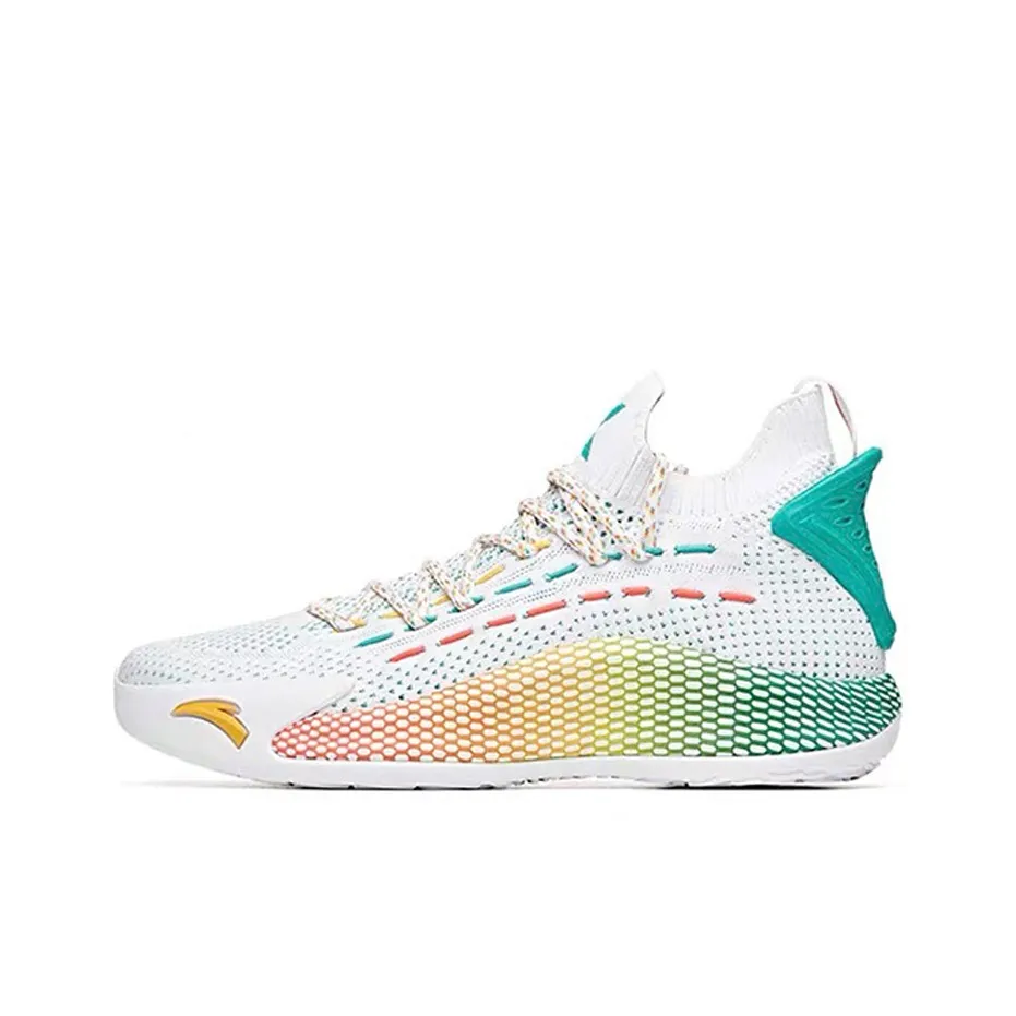Anta KT5 Shock Absorbers Slip Resistant Abrasion Resistant Mid Top Basketball Shoes Men's White Red Green