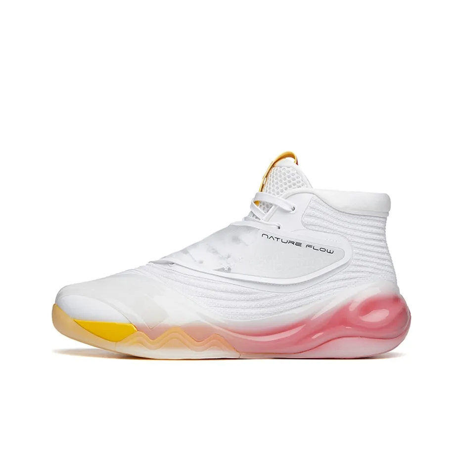 Anta KT6 Star Mark Anti Slip Wear Resistant High Top Basketball Shoes Men's White Yellow Red