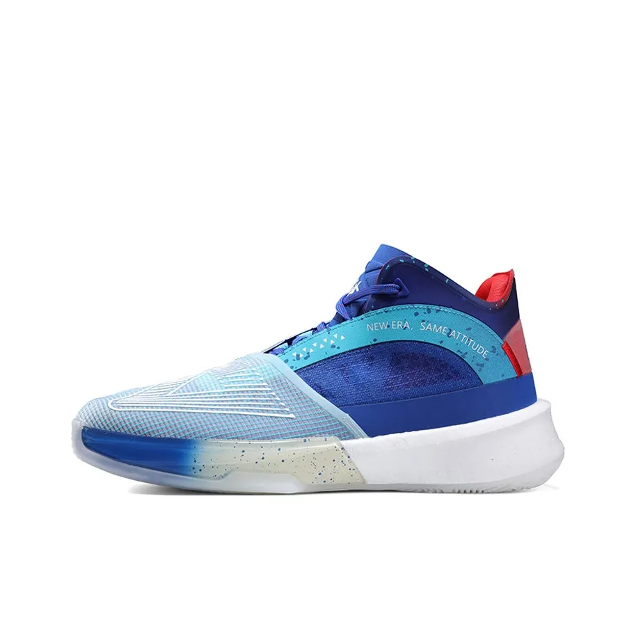 PEAK Surfing The Big Triangle 1.0 Basketball Shoes Men's Mid Top Bright Blue/White