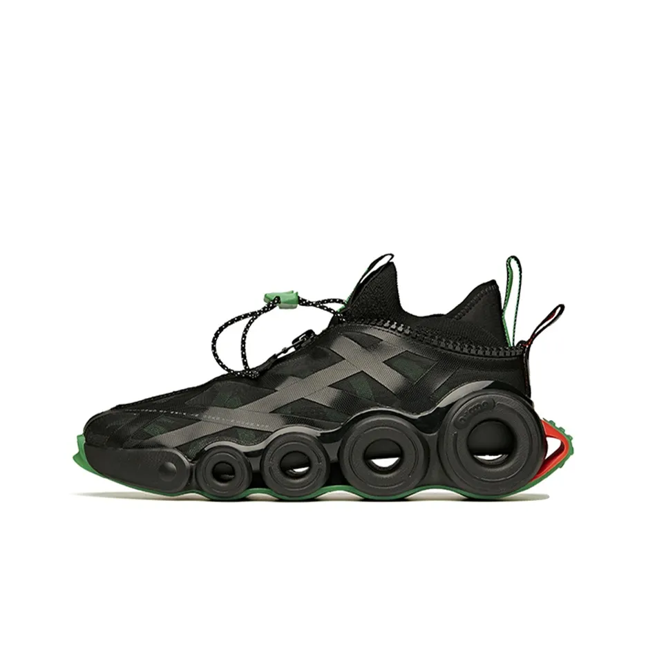 Anta Star Stream Shock Absorbers Slip Resistant Abrasion Resistant Breathable Low Top Running Shoes Men's Black Green