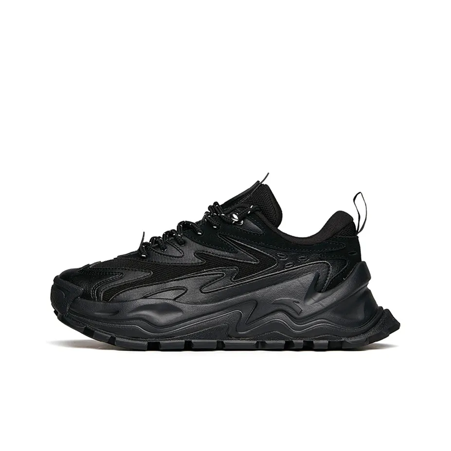Anta Hot Cushioning, Slip Resistant, And Abrasion Resistant Low Top Chunky Sneakers Women's Black