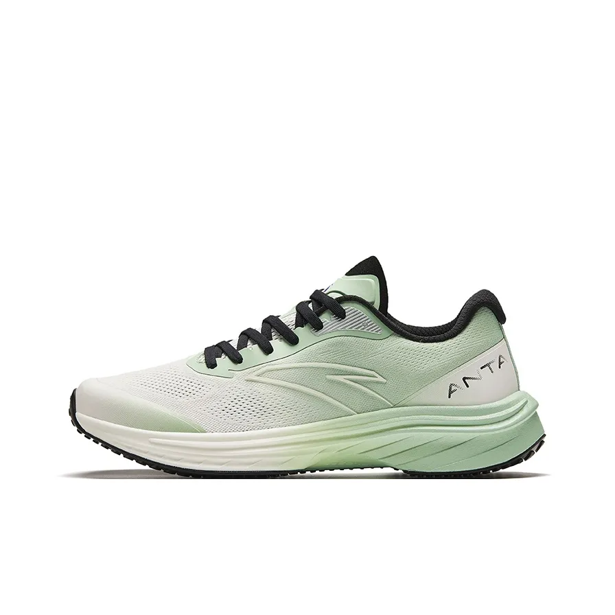 Anta Road Run Cushioning, Slip Resistant, Abrasion Resistant, Rebound Low Top Running Shoes Men's Green Black White