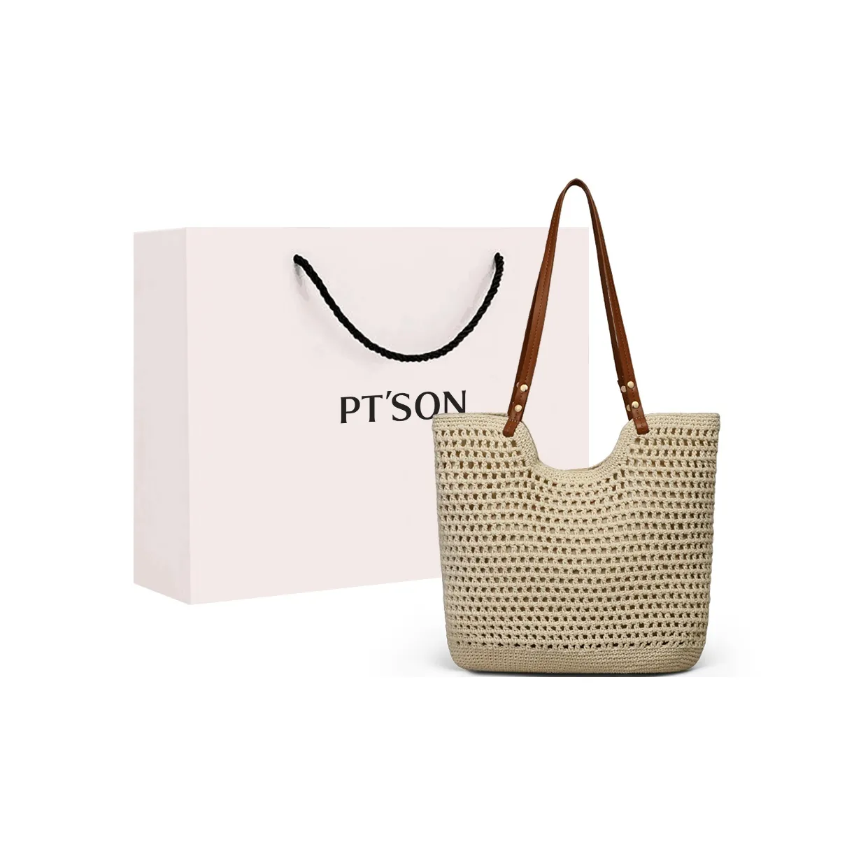 PT'SON Ткань Сумка Сумка через плечо Сумка на плечо Большая Женская Экрю