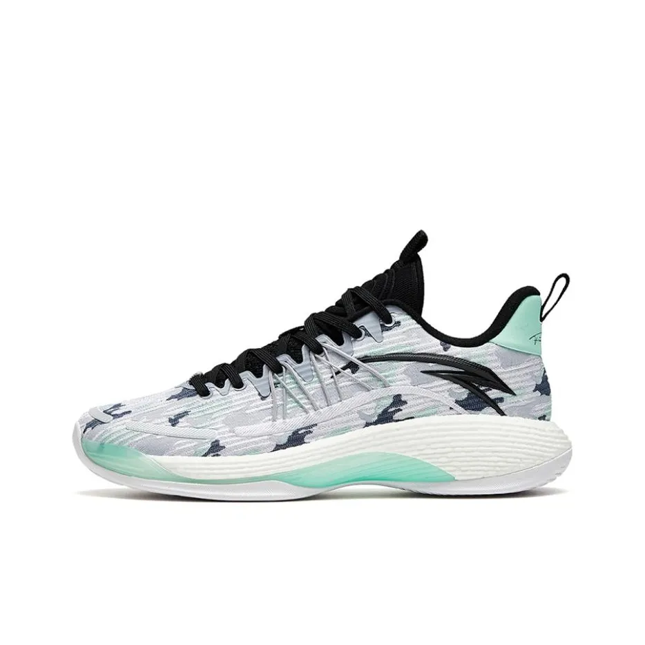 ANTA Skyline Team Шок абсорберы Устойчивый к истиранию Низкий топ Баскетбольные кроссовки Мужской Фарфоровый серый Зеленый