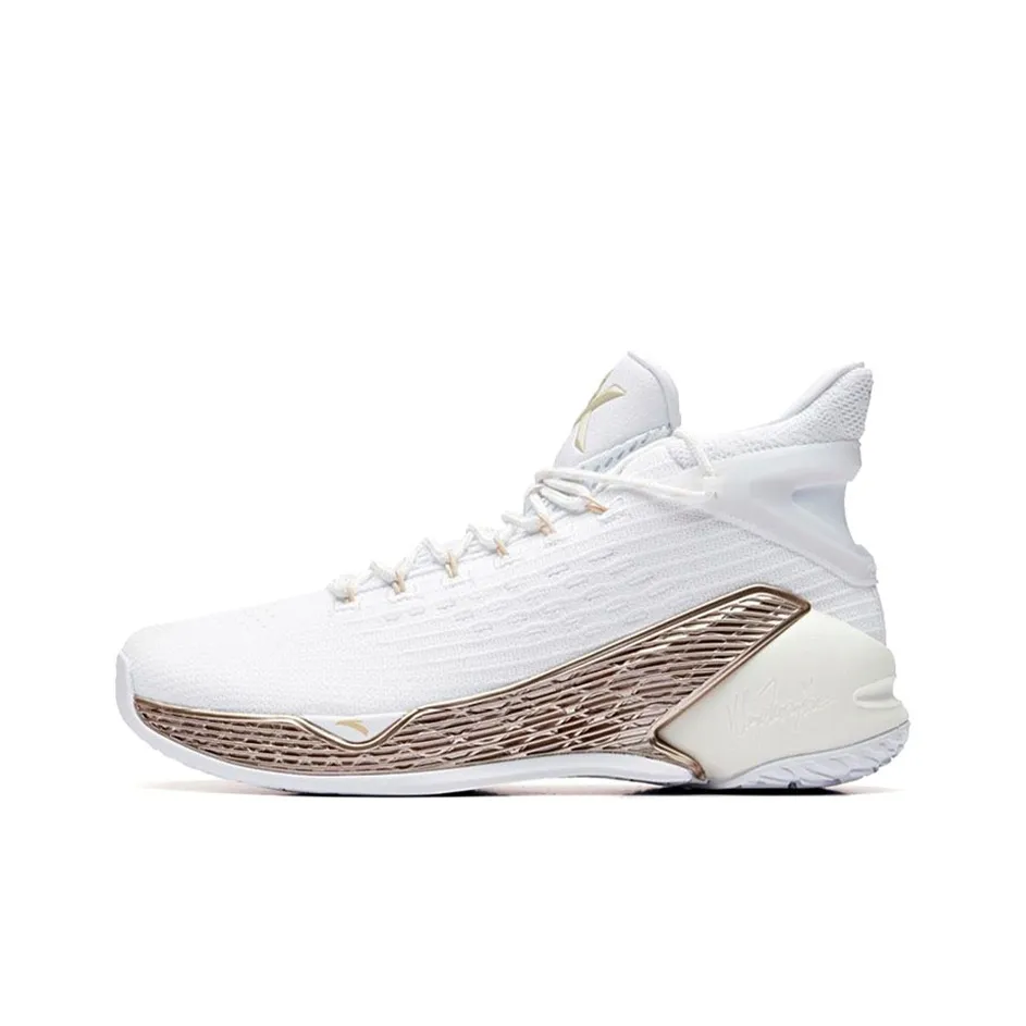 ANTA KT4 Klay Thompson FINAL Дом Устойчивый к абразиву Дышащий Высокий Топ Баскетбольные кроссовки Мужской Белый золотой