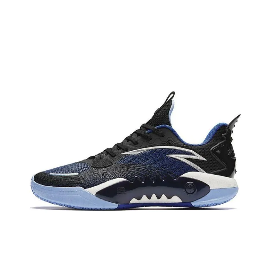 Anta Shock Wave 5 Team Cushioning, Wear Resistant Low Top Basketball Shoes Men's Black Blue