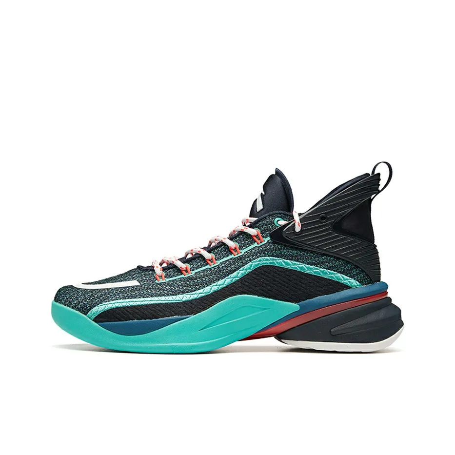 ANTA UFO2.0 Basketball Shoes Men's High Top Turquoise/Industrial Blue/Dark Blue Black