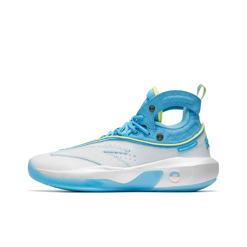 ANTA KT8 Basketball Shoes Men's High top ANTA White/Clear Spring Blue/Sunshine Yellow