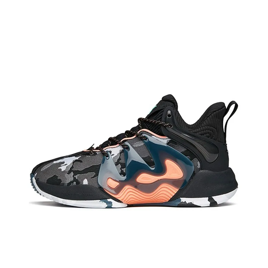 ANTA Mountain 1 Basketball Shoes Men Mid Top Black/ANTA White/Mist Gray