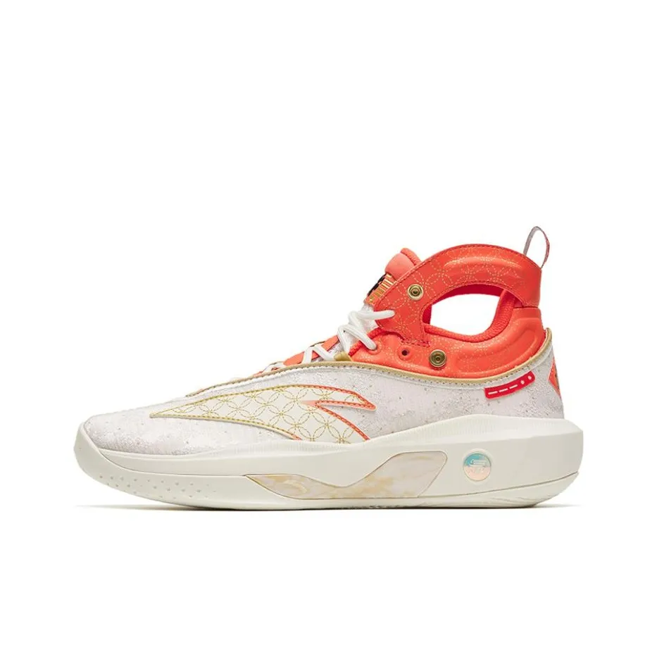 ANTA KT8 Амортизаторы Slip-Resistant Abrasion-Resistant High-Top Баскетбольные кроссовки Мужские Красный Белый