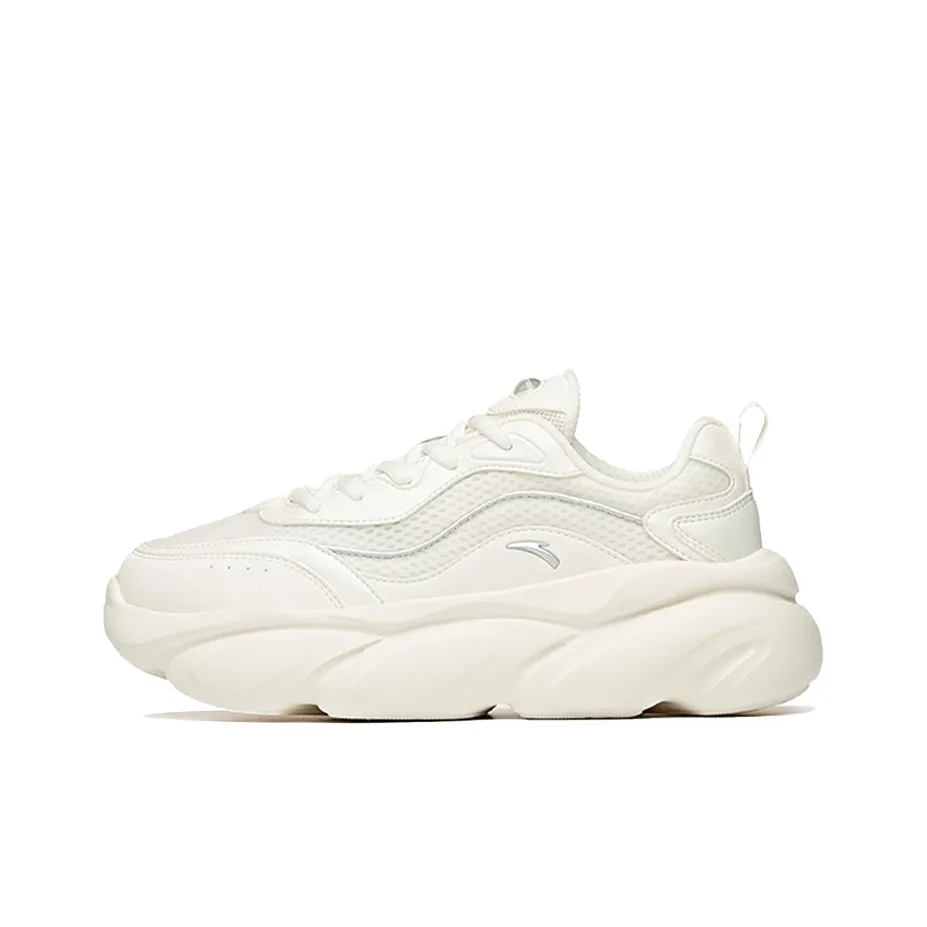 Anta Life Collection Cushioning, Slip Resistant, Abrasion Resistant, Breathable Low Top Chunky Sneakers Women's White
