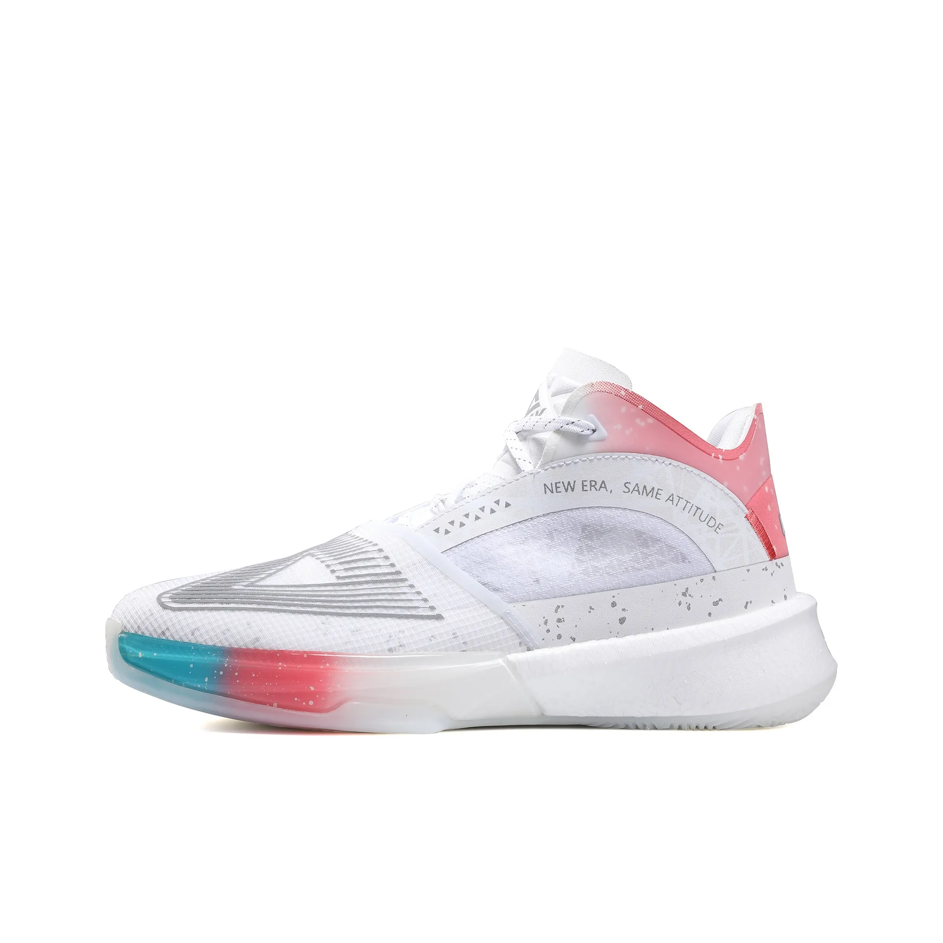 PEAK Taichi Ripple Triangle Anti Slip And Wear Resistant Breathable Mid Top Basketball Shoes Men's All White