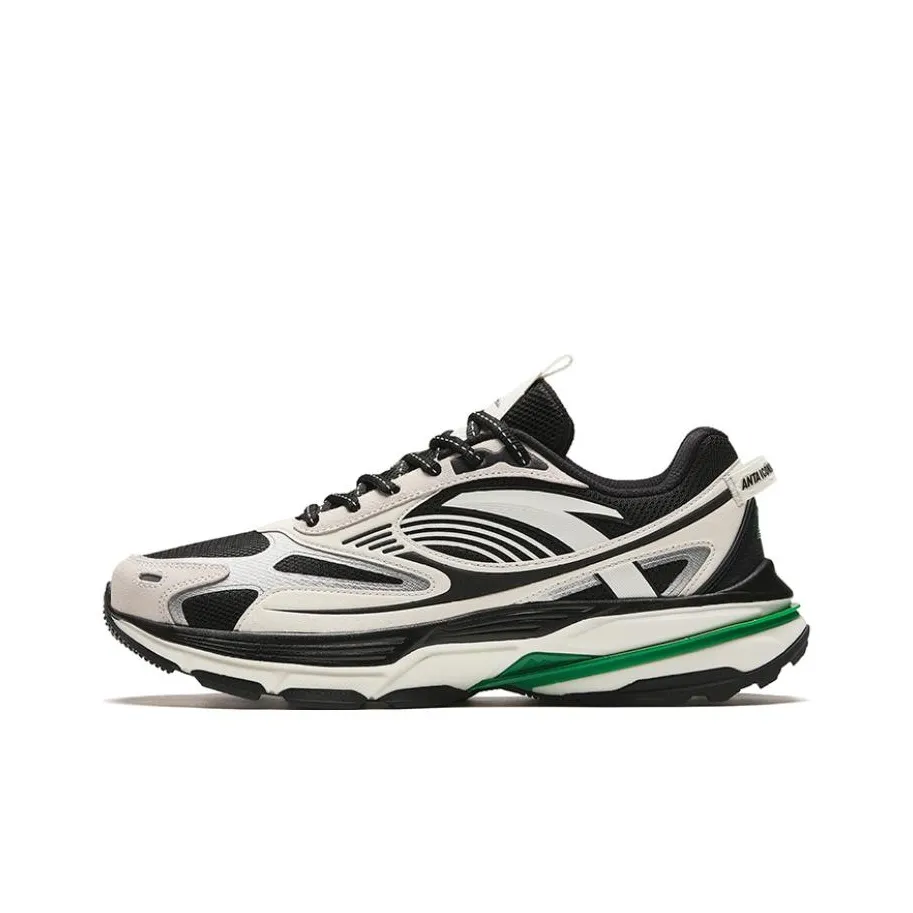 Anta Walker Durable Breathable Low Top Running Shoes Men's Black White
