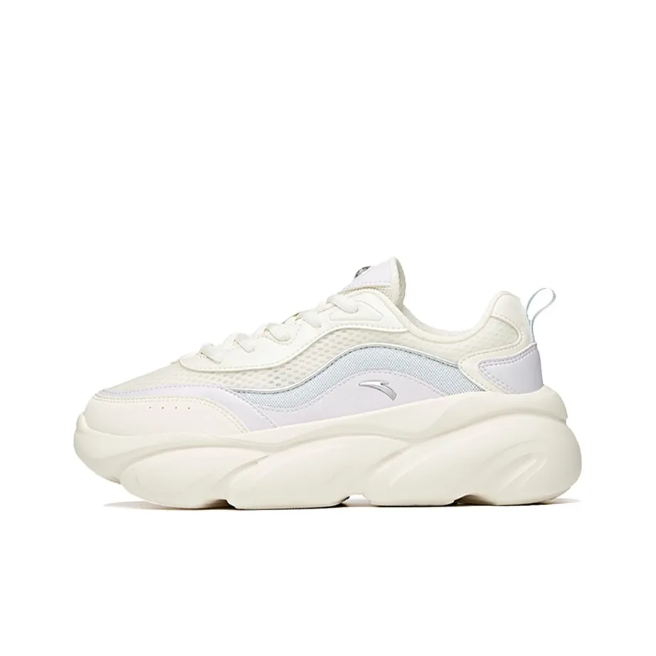 Anta Claw Cushioning Anti-Slip Wear-Resistant Breathability Low-Top Chunky Sneakers Women's White Purple Gray