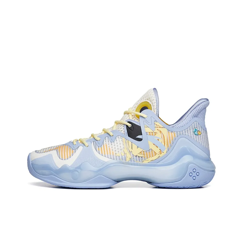 Anta Shock Wave 4 Gourmet Limited Snail Paste Durable Breathable Low Top Basketball Shoes Men's Blue Yellow