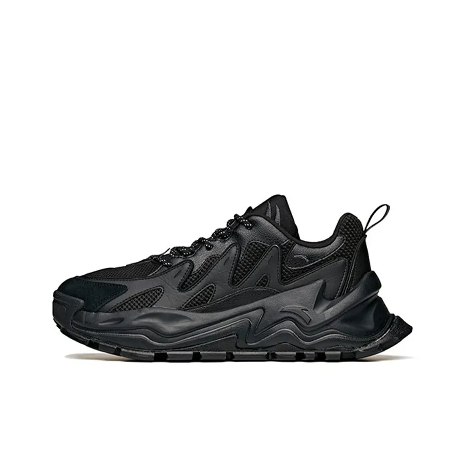 Anta Hot Cushioning Anti Slip Wear Resistant Breathability Low Top Chunky Sneakers Men's Black