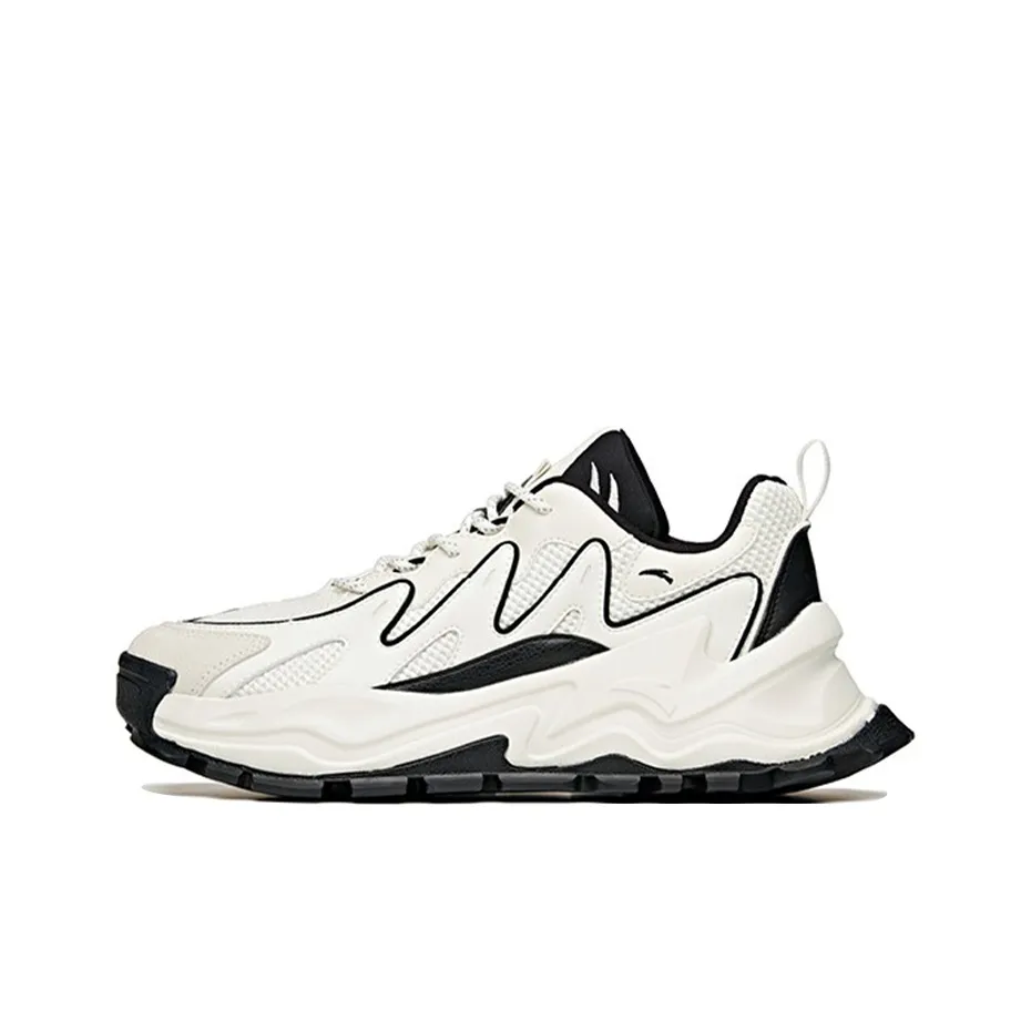 Anta Hot Cushioning Anti Slip Wear Resistant Breathability Low Top Chunky Sneakers Men's White Black