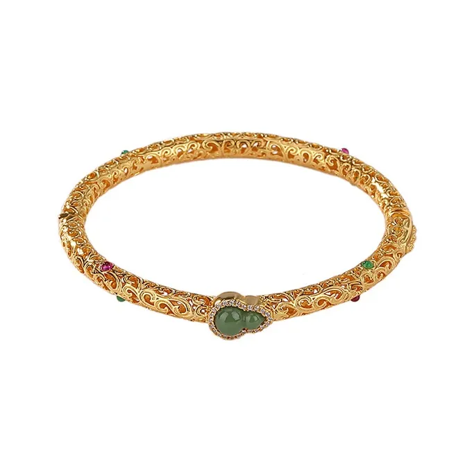 Xiaoyinjiang 925 Sterling Silver, Hetian Jade Bangle, Bracelet, Silver Bangle Women's Jasper