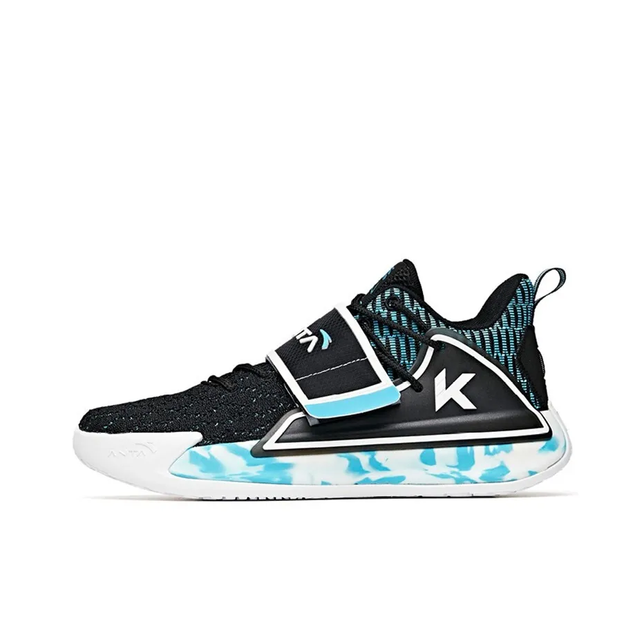 Anta Water Flower 2 KT Cushioning Anti-Slip And Wear-Resistant Low-Top Basketball Shoes Men's Black Ink Blue Multicolor