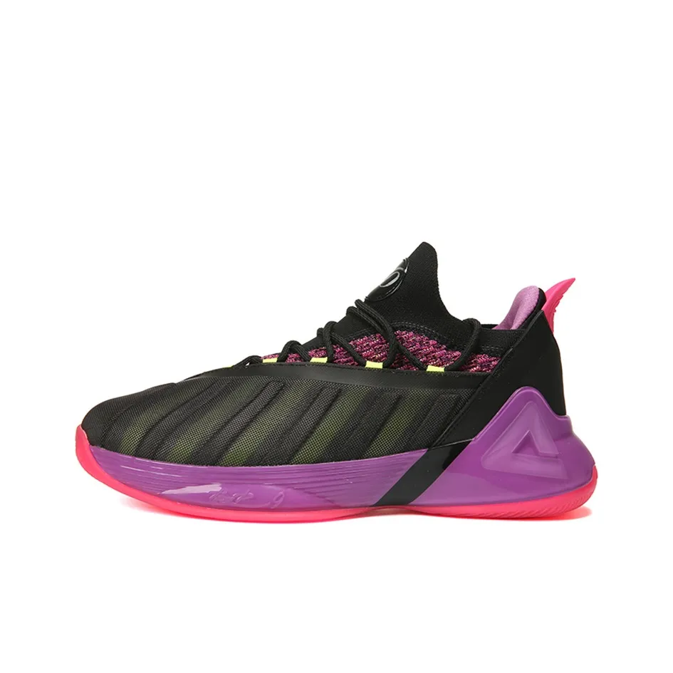 PEAK Parker Seven Cushioning Anti-Slip And Wear-Resistant Mid-Top Basketball Shoes Lakers Purple