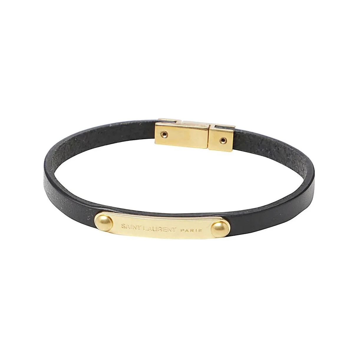 SAINT LAURENT Engraved-logo Leather-band Bracelet