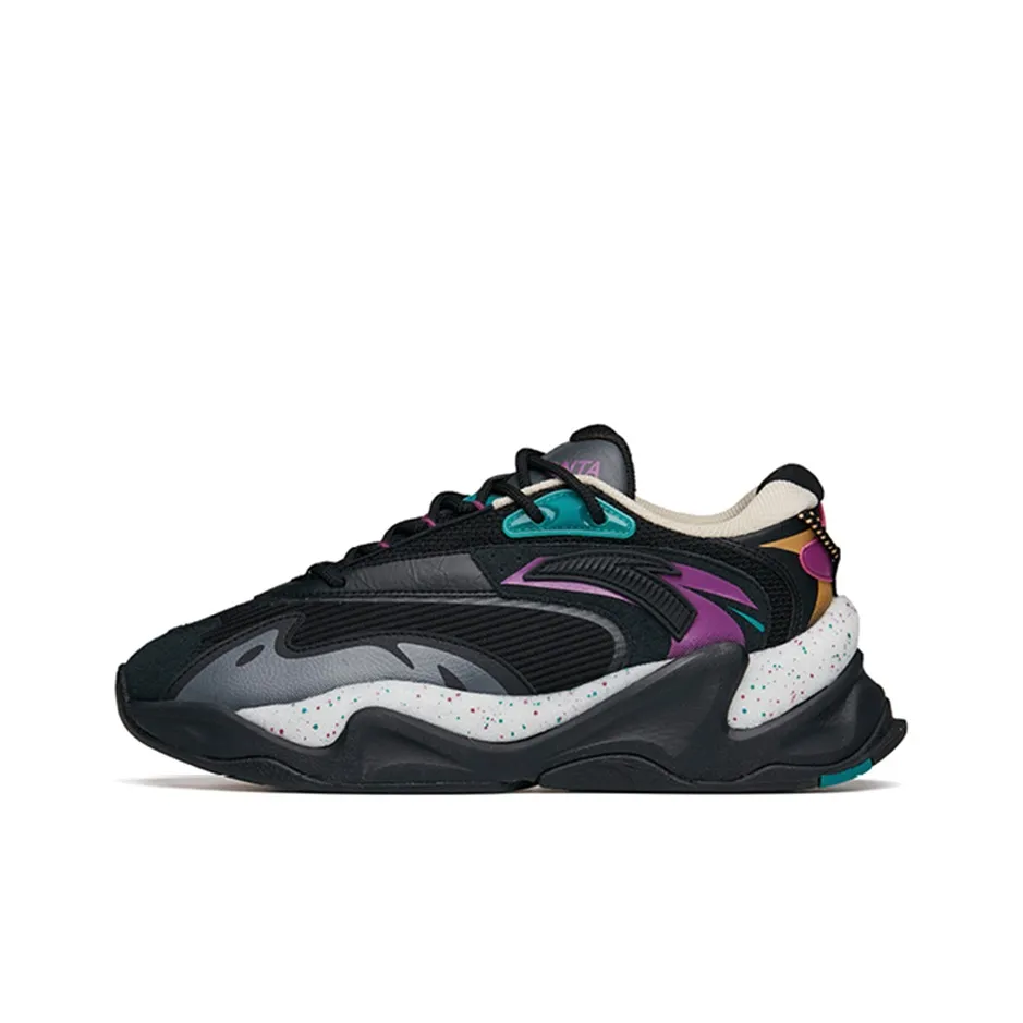 ANTA Износостойкий и Легкий Низкий Топ Кроссовки для бега Мужские Черные Фиолетовые