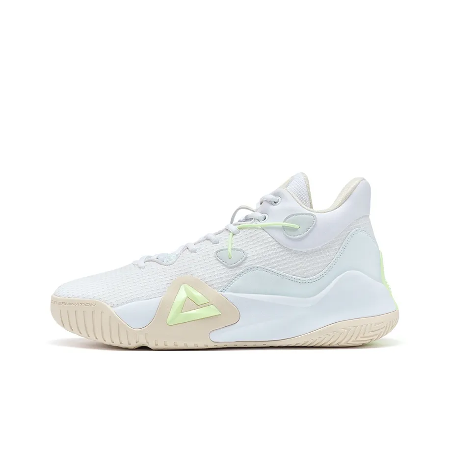 PEAK Sharp Marks Shock Absorbers Slip Resistant Abrasion Resistant Low Top Basketball Shoes Men's White Green