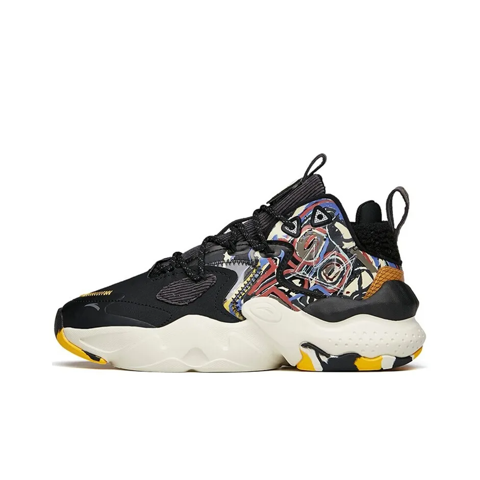 ANTA Chunky Sneakers Men's Mid Top Black/White/Gum Yellow