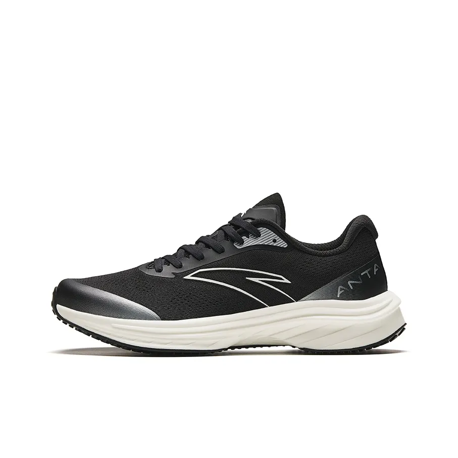 Anta Road Run Cushioning, Slip Resistant, Abrasion Resistant, Rebound Low Top Running Shoes Men's Black White