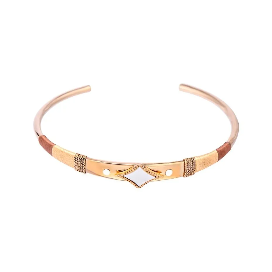 SATELLITE Crystal Mother Of Pearl Bangle Bracelet Women's Gold