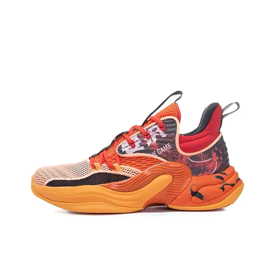ANTA Hear Wave 2 Basketball Shoes Men's Mid top Racing Orange/Fluorescent Sunset Orange/University Red
