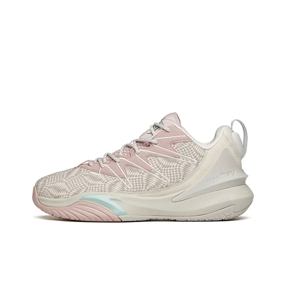 Anta The Dagger 5 Cushioning Anti-Slip And Wear-Resistant Low-Top Basketball Shoes Gray Pink Gray