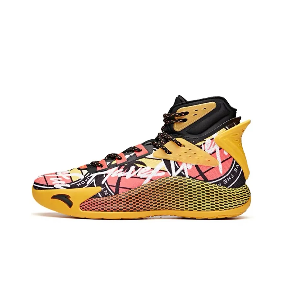 Anta KT5 Anti-Slip Wear-Resistant High-Top Basketball Shoes Yellow