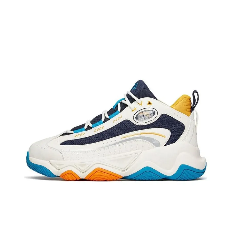 Anta Big Shark Cushioning Anti-Slip And Wear-Resistant Mid-Top Chunky Sneakers White Blue