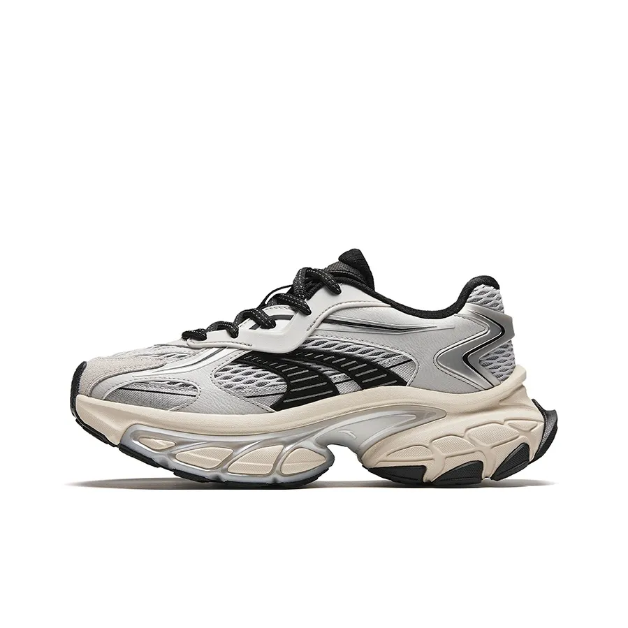 Anta Star Moon Series Cushioning Anti Slip And Wear Resistant Low Top Chunky Sneakers Men's Gray Silver