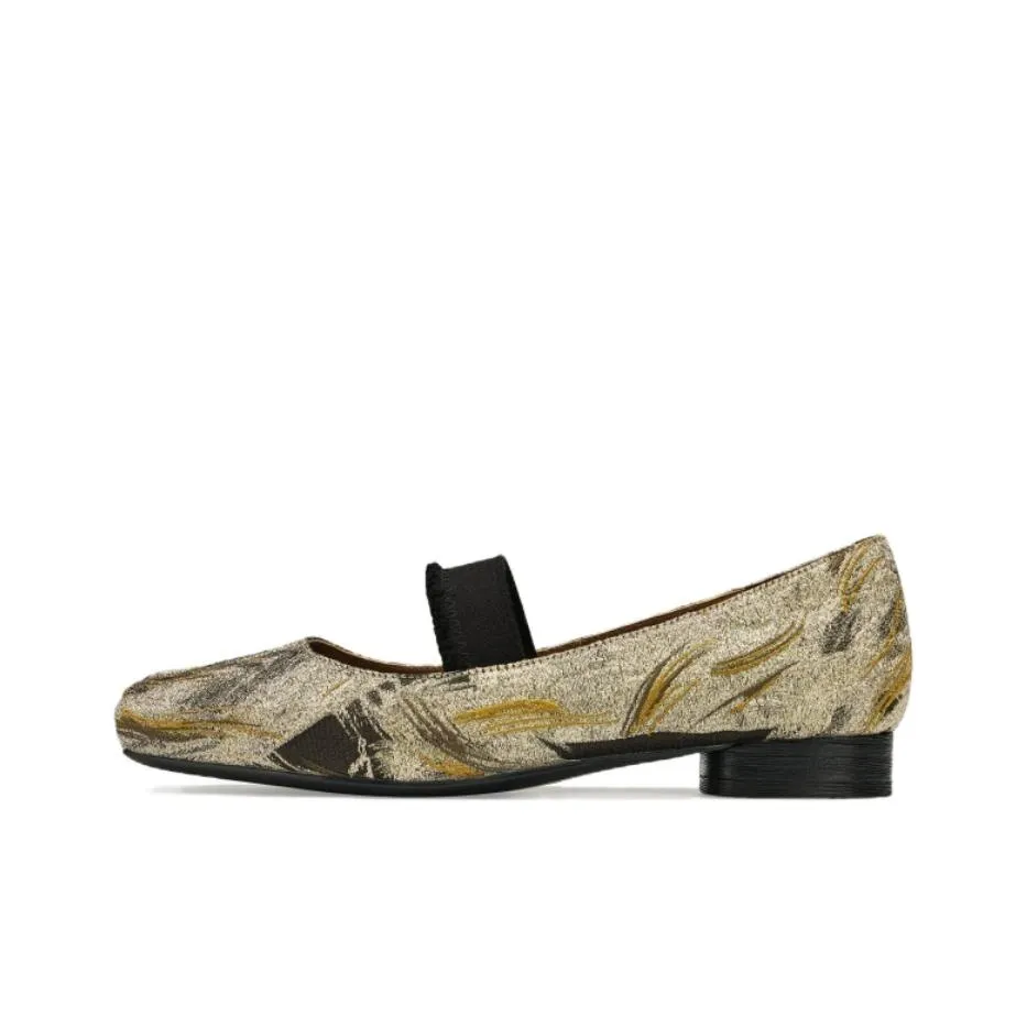 73Hours Грубый каблук Туфли Мэри Джейн 2 см Женские Черный Золото