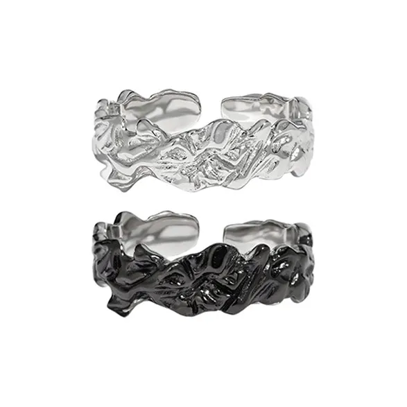 MAGICPOLE 925 Sterling Silver Rings Unisex Silver/Black