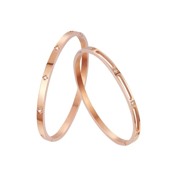 CAROMAY Браслеты из титанового стального сплава женские розовое золото