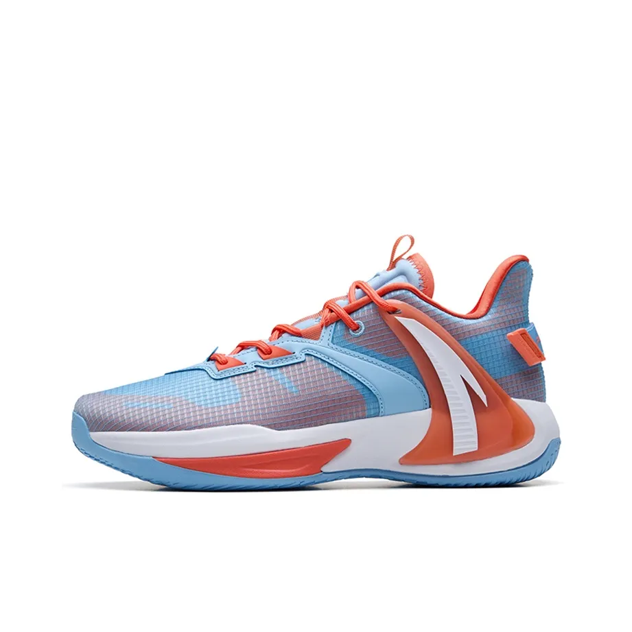 ANTA Swoosh 2.0 Basketball Shoes Men's Low Top Waterfall Blue/Chrysanthemum Orange
