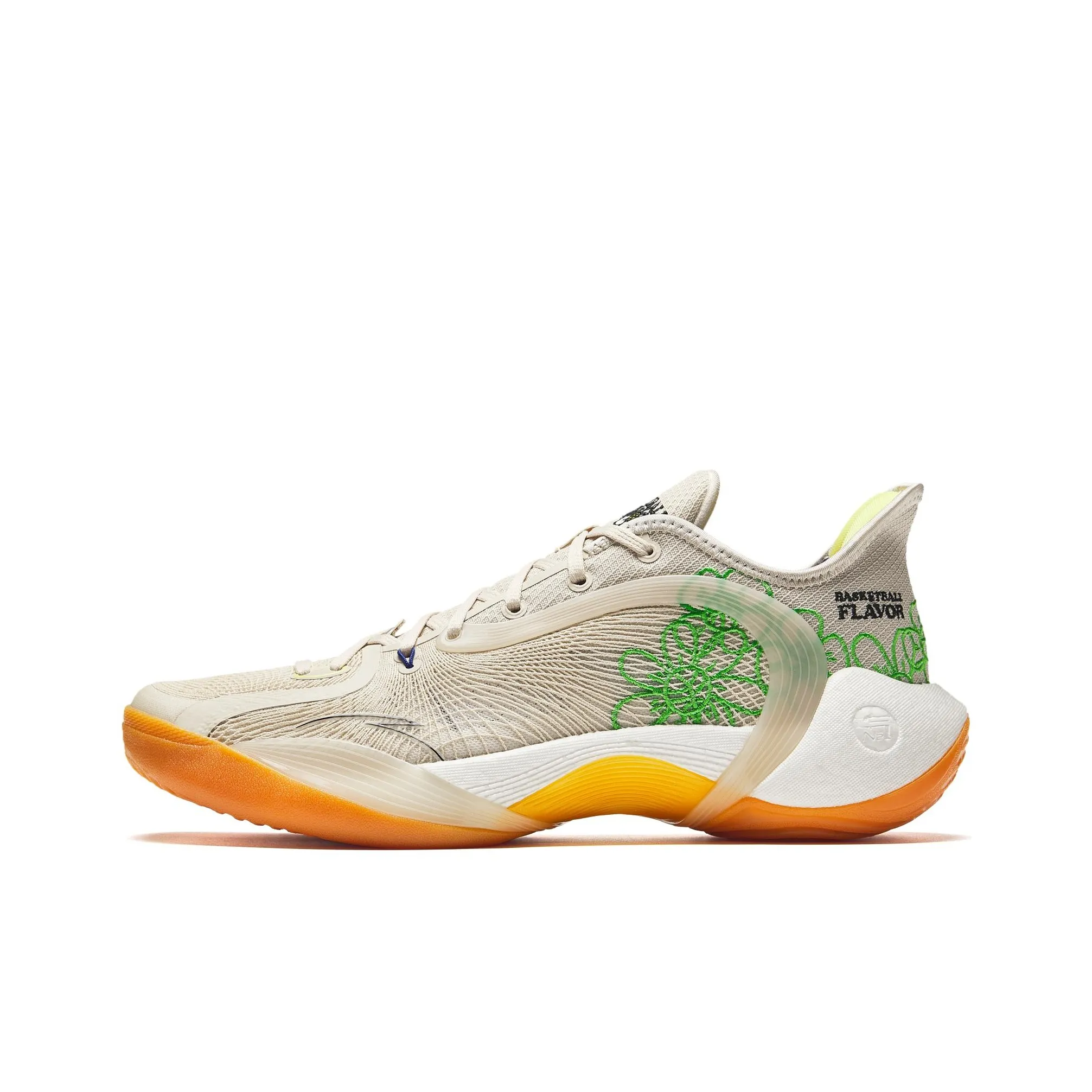 Anta 3 Point Rain 2 Shock Absorbers With Slip Resistant Features Low Top Basketball Shoes Men's Beige Orange Green