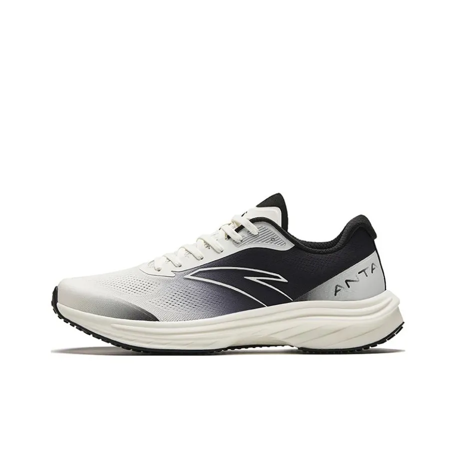 Anta Road Run Cushioning Anti Slip And Wear Resistant Rebound Low Top Running Shoes Men's White Black