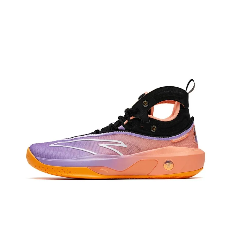 Anta KT8 Evening Glow Cushioning Anti-Slip And Wear-Resistant High-Top Performance Basketball Shoes Orange Purple Black