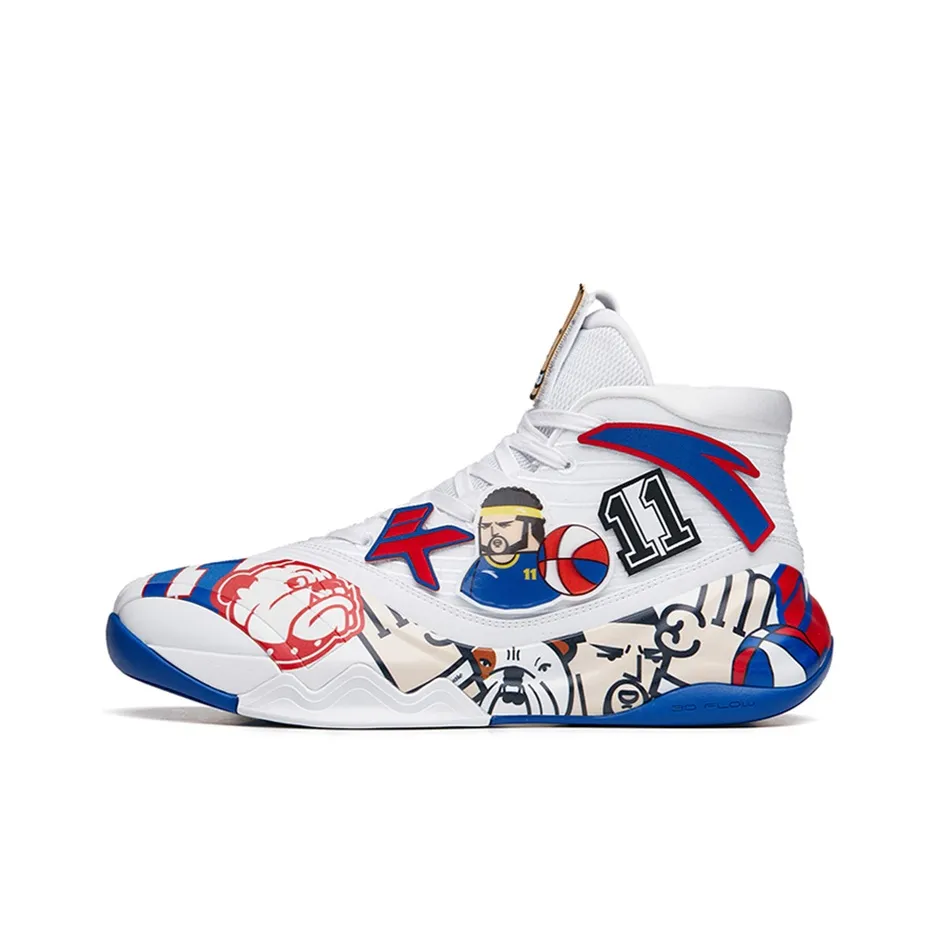 Anta KT6 KT Cushioning Anti-Slip And Wear-Resistant High-Top Basketball Shoes White Blue Red Claw Box
