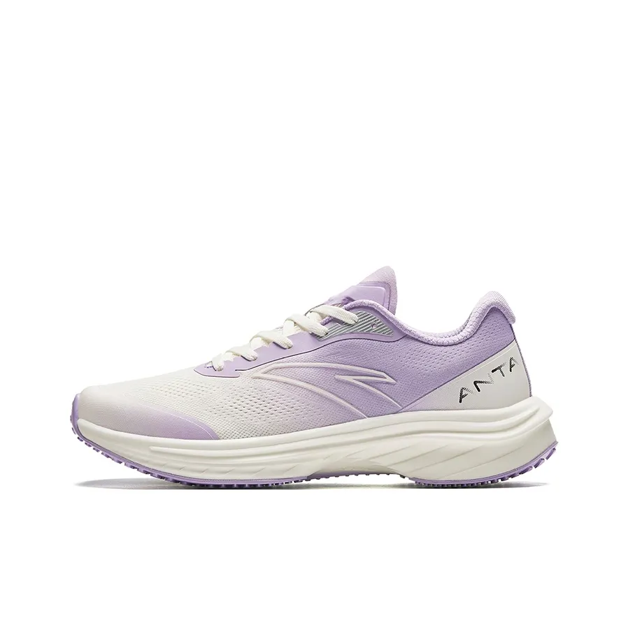 Anta Road Run Cushioning Wear Resistant Rebound Low Top Running Shoes Women's Purple White