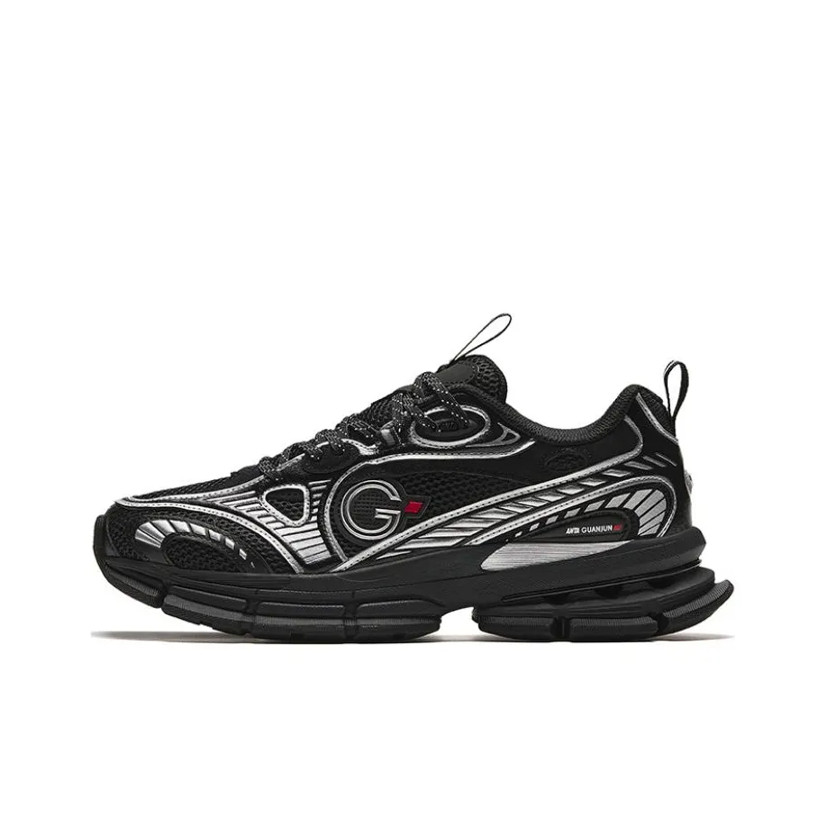 Anta Anta Champion All Weather Series Cushioned Slip Resistant Low Top Running Shoes Men's Black Silver